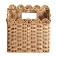 thumbnail image 1 of Aurorax Rattan Woven Storage Basket with Handles Scalloped Wall Hanging Organizer Basket Boho Decor Wall Mounted Space Saving Natural Rattan Storage Baskets for Home Decor, 1 of 6