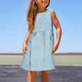 thumbnail image 2 of PMVFHDE Tenue d'Été pour Filles Mode Filles Mignonne Printemps et Été Imprimée Col Rond Sans Manches Robe Décontractée (3), Bleu Clair, 3-4, 2 of 5