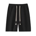 thumbnail image 1 of Sentmoon Mens Swim Trunks Elastic Waist Loose 2025 Summer Workout Shorts Drawstring Solid Color Breathable Pajama Shorts with Pockets Athleisure for Sports Running Black XXL, 1 of 2