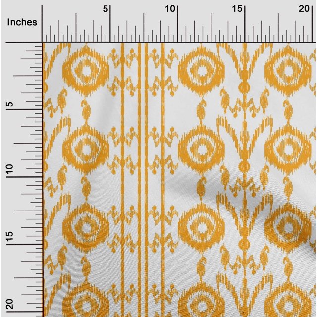 oneOone Polyester Lycra Fabric Paisley|Stripe & Circle Ikat Printed Craft Fabric BTY 56 Inch Wide