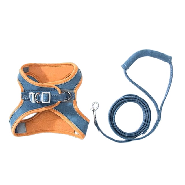 fastboy Soft Cat Leash And Harness Set For More Comfortable Walking Night Reflection Kitten Harness Orange Blue L