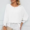 thumbnail image 2 of Birdeem Mode Hauts pour Femmes Uni Manches Longues Col Rond Blouse Chemise T-Shirt Hauts, 2 of 8