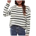 thumbnail image 1 of IROINID Pull à Col Rond pour Femmes Rayures Confortable Mi-Longueur Manches Longues Tricotage Récréatif Hauts, 1 of 7