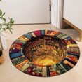 thumbnail image 4 of SIYTUAU 3D Optical Illusion Book Cave Round Area Rug Non Slip Floor Mat For Bedroom Study Library 39.4X39.4 Inches Velvet Soft Pile Polyester Fiber C, 4 of 5