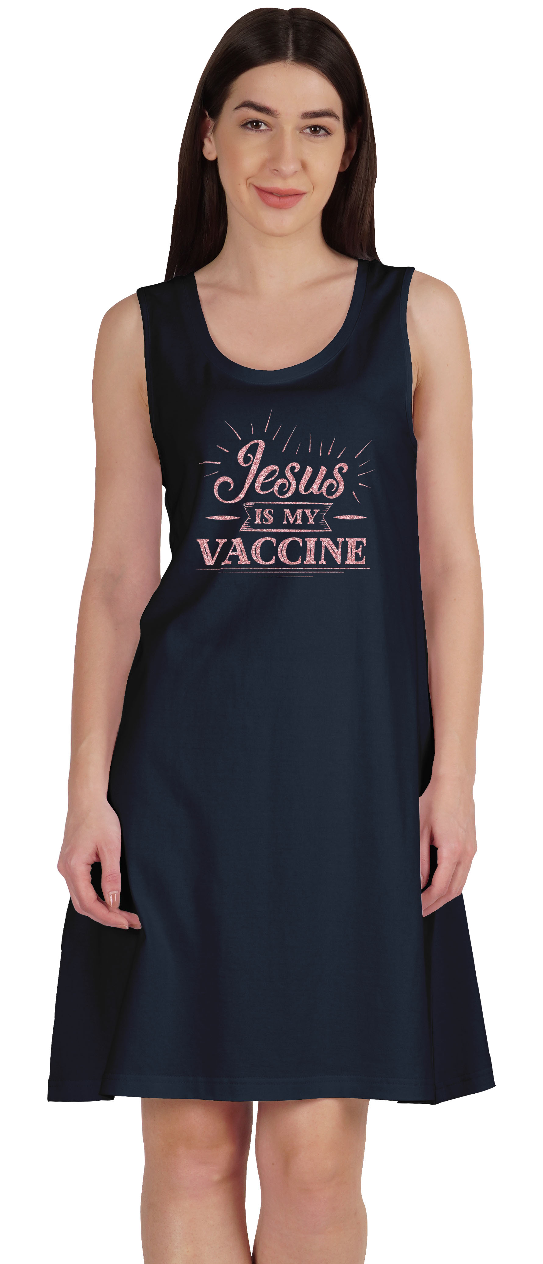 Inkmeso Jesus Est Mon Vaccin T-Shirt Drôle Pro-Vaccin Été Robes à Encolure Dégagée