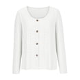 thumbnail image 4 of IROINID en Solde Chemises Grande Taille pour Femmes Col Rond Manches Longues Confortables Bouton Col Rond T-shirt Uni Blouse, Blanc, 4 of 6