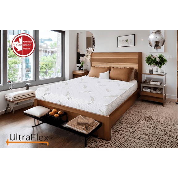UltraFlex® EcoZen 4.5" Double Medium Firm Reversible Gel Infused Foam Mattress with Cooling Comfort, Pressure Relief Support, Made in Canada