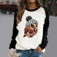 thumbnail image 5 of Black Sweater women Owl Print Stitching Contrast Color Top Sweater Long Sleeves, 5 of 5