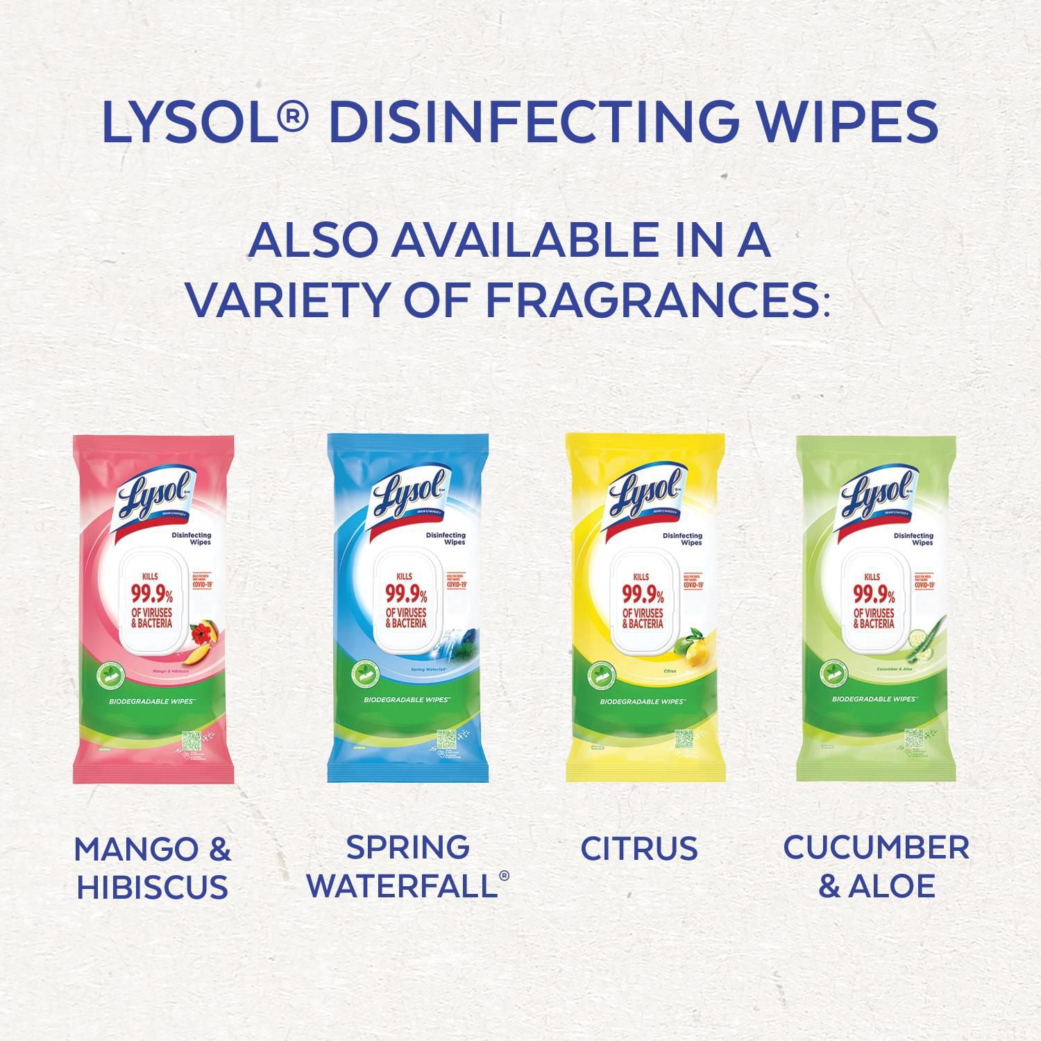 Lingettes Désinfectantes Lysol®, En Paquet Plat, Cascade de Printemps, 84 Lingettes