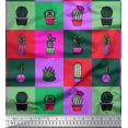 thumbnail image 1 of Soimoi Satin Silk Fabric Cactus Tree Printed Fabric 1 Yard 42 Inch Wide, 1 of 5