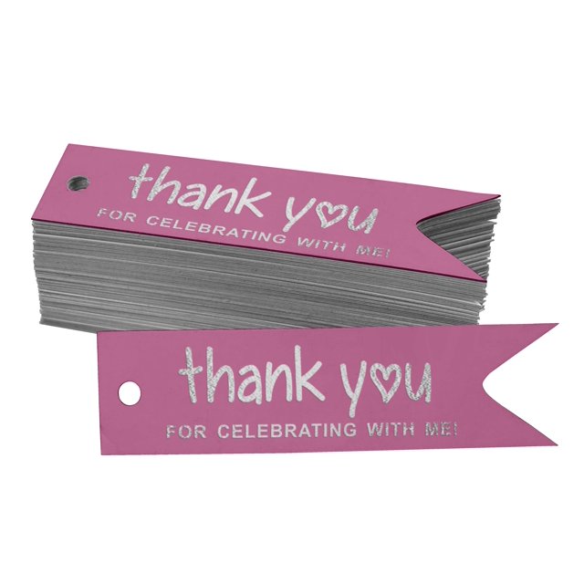 Inkdotpot Real Silver Foil Thank You For Celebrating With Me Birthday Tags Favor Hang Paper Tags 50 Pieces