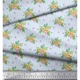 thumbnail image 3 of Soimoi Blue polyester Crepe Fabric Stripe & Anemone Floral Decor Fabric Printed Yard 42 Inch Wide, 3 of 6