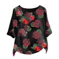 thumbnail image 2 of SMihono Hauts pour Femmes Été Décontracté Mode Coton Lin Manches Courtes Imprimé T-Shirt Oversize pour Femmes, 2 of 3