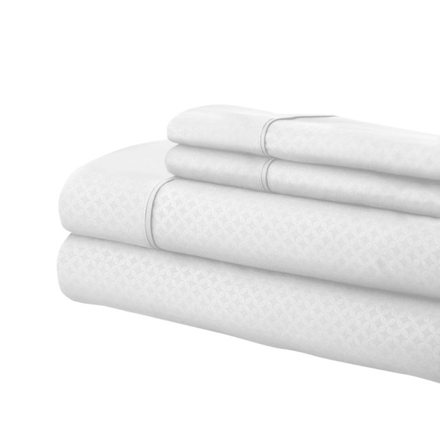 Martha Collection 1800 Series Embossed Deep Pocket Sheet Set - Super Soft & Wrinkle Free - Luxurious Bed Sheets Set (Full, White)