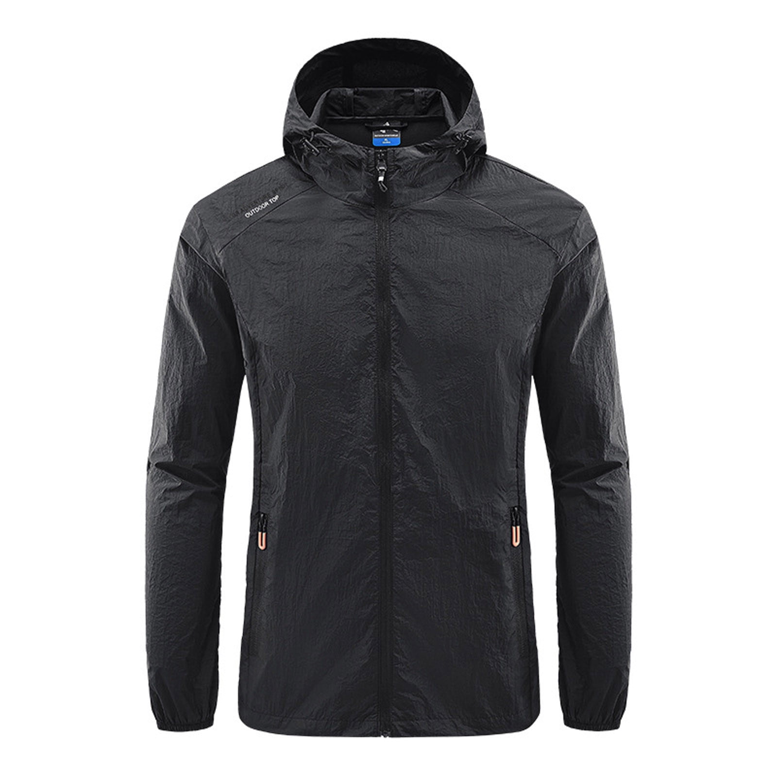TIMIFIS Manteau pour Homme Imperméable avec Capuche Manteau de Randonnée Coupe-Vent Léger Veste Zippée Protection Solaire Manteau de Travail Coupe-Vent pour Randonnée Voyage-Blackfall