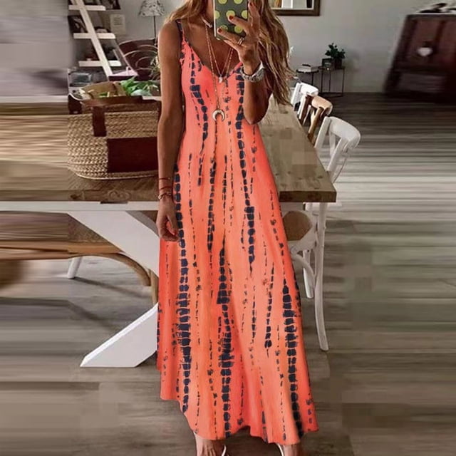 Robe Longue d'Été Boho de Plage Imprimée pour Femme en Dentelle à Épaules Dénudées, Robe Maxi Décontractée