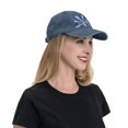 thumbnail image 4 of DouZhe Adjustable Washed Cotton Baseball Cap - Retro Game Controller Prints Vintage Dad Hat Unisex Sports Caps (Blue), 4 of 6