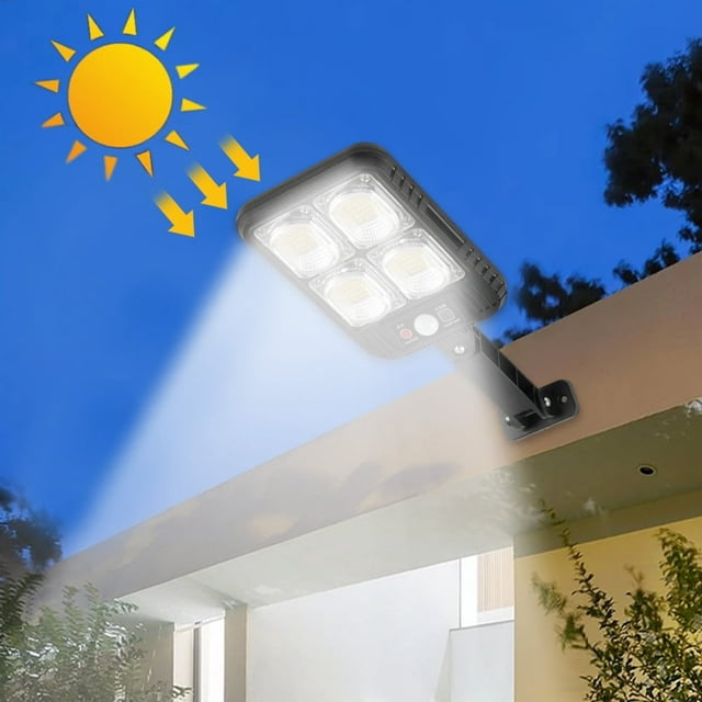 HLONK Super Bright LED Solar Street Lights Outdoor Human Motion Sensor Security Street Lights Road Lamp for Area Lighting Yard Garden Patio Sideway Lighting