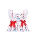 thumbnail image 4 of Robe Fille Blanche Snowman Cerise Imprimée Nœud Papillon Dentelle Rouge Blanc 4 Ans, 4 of 6