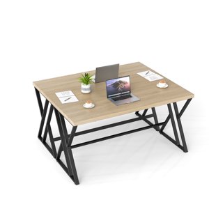 Gymax 2PCS 59'' Bureau d'ordinateur Grand bureau industriel avec cadre en métal lourd