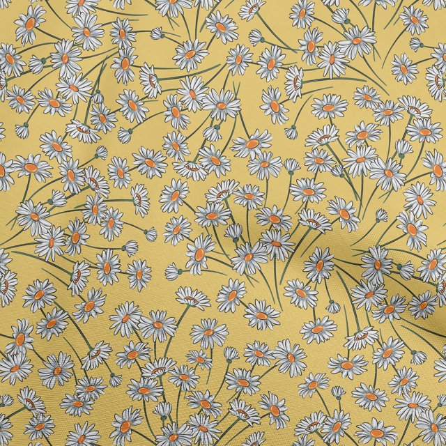 oneOone Polyester Spandex Yellow Fabric Floral Craft Projects Decor Fabric Printed By The Yard 56 Inch Wide