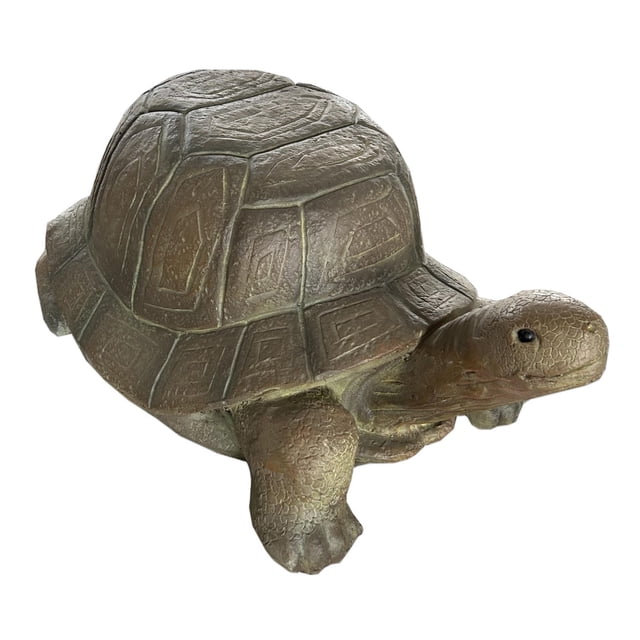 Angelo Décor Statue de Tortue / Tabouret de Jardin Montrant un Tabouret de Jardin Brun en Forme de Tortue avec Coque Texturée et Pattes, Fabriqué en Matériau durable Résistant aux Intempéries pour Usage Extérieur Ou Intérieur, Convient comme Siège Ou table d'Appoint Ajoutant une Touche Inspirée de la Nature aux patios et aux Espaces de Vie.