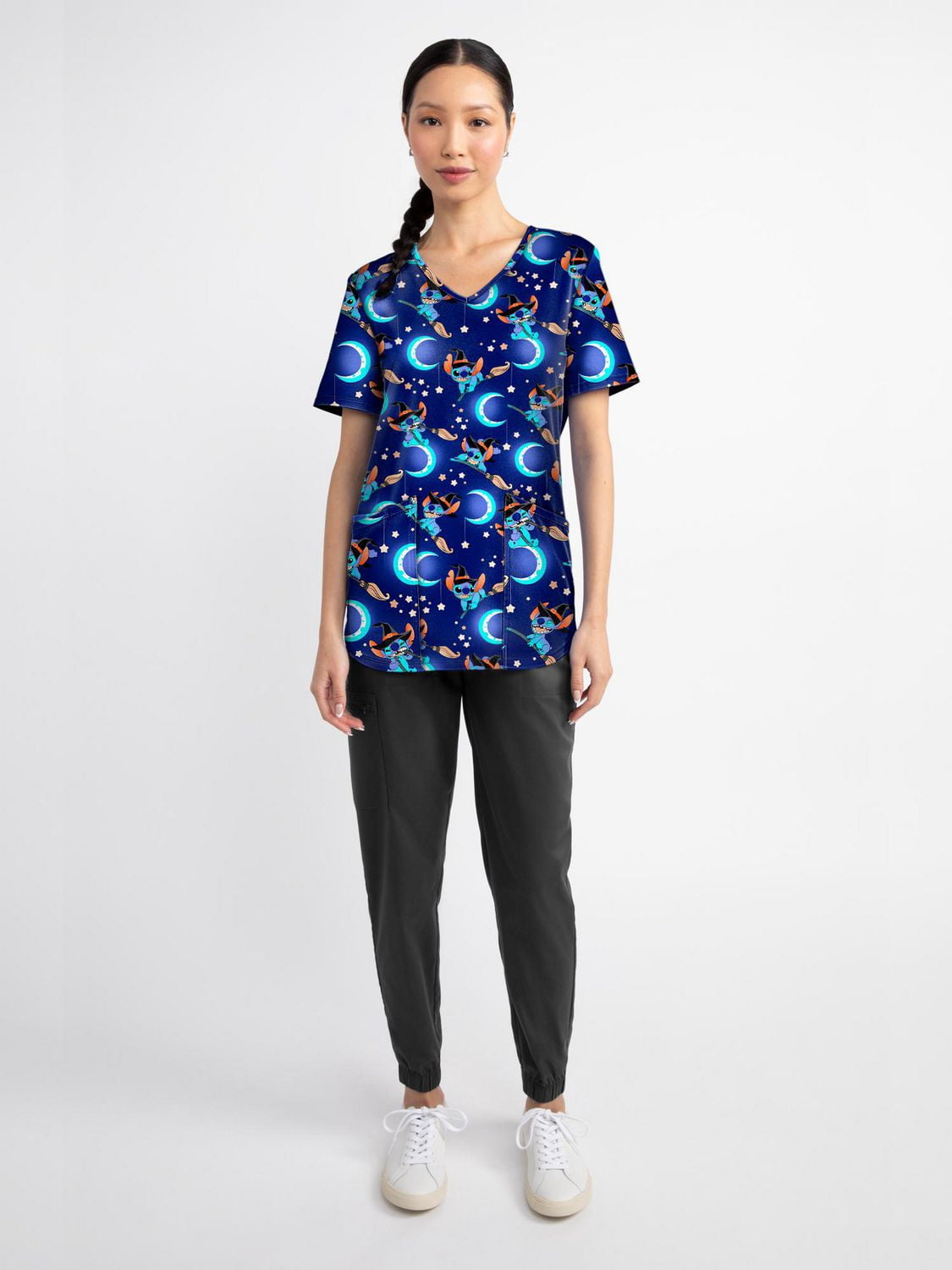 Scrubstar Collection Mode – Haut d’uniforme médical pour femmes à encolure en V, imprimé Spooky Space, tailles XS 3XL
