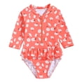 thumbnail image 1 of Kid Girls Rash Guard Bathing Suits Fashion Sun Protection Long Sleeve Kids Swimsuit 4-5 Years, 1 of 4