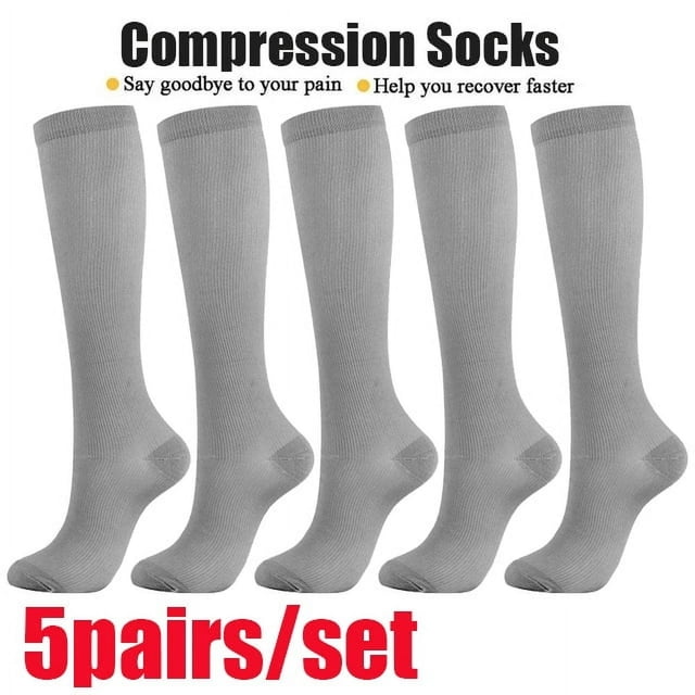 CHUANK (5 Pairs) Compression Socks 20-30mmHg Graduated Support Mens Womens S-XXL