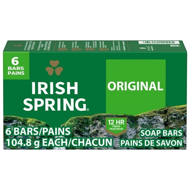 Irish Spring Original Clean Deodorant Bar Soap for Men, 104.7 g, 6 Pack, 6 Pack