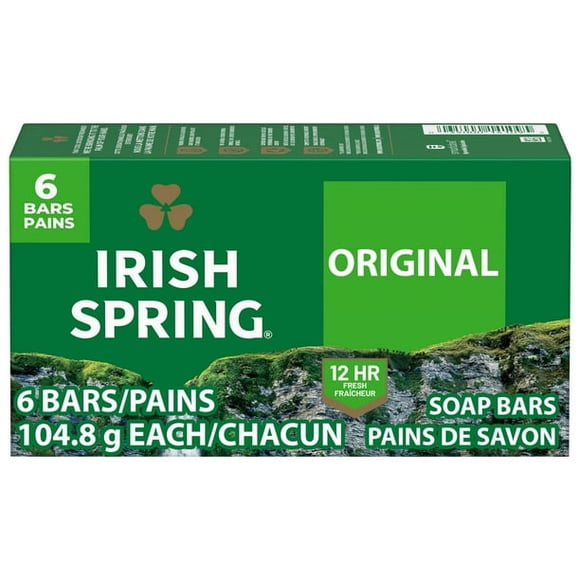 Irish Spring Original Clean Deodorant Bar Soap for Men, 104.7 g, 6 Pack, 6 Pack