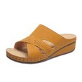 thumbnail image 1 of Penkiiy Womens Sandals Hollow Wedge Sandals Open Toe Orthopedic Arch Support Slip-on Slippers Perforated Backstrap Sandals Flower 38 Yellow, 1 of 8