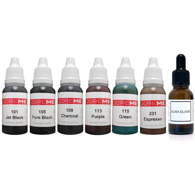 Doreme Permanent Makeup Extravagant Eyeliner Pigment Set Kit Ink Color Cosmetic Microblading Micropigmentation Aura Elixir Sets