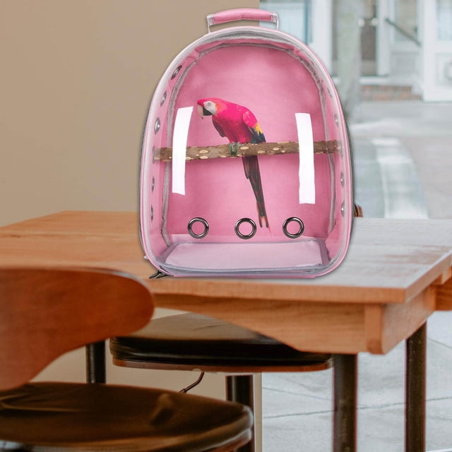 ziyahi Bird Carrier Cage Shoulder Bag Pet Parrot Travel Clear Backpack Pink