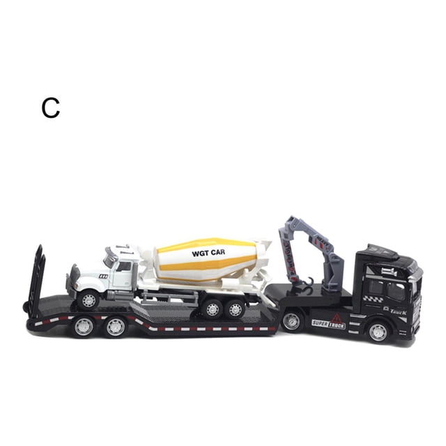 Pull-back Design Construction Trailer Model Moving Joints Detachable Head Construction Trailer Vehicle Model for Kids