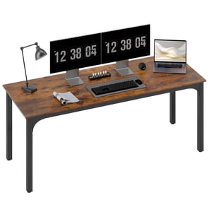 HOMCOM 79" Computer Desk, Study Desk with Metal Legs, Rustic Brown