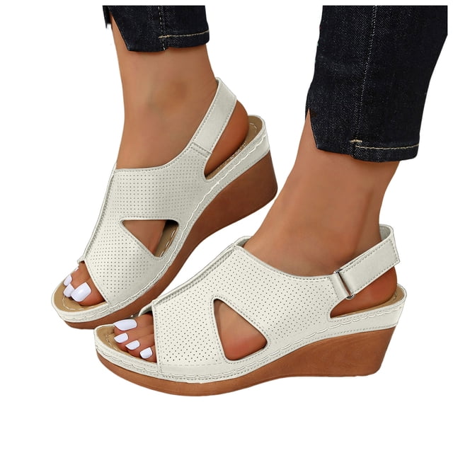Sandales Habillées à Talon Compensé pour Femmes 2025 avec Bride Arrière Ajustable Été Confortables Sandales Orthopédiques de Marche