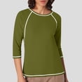 thumbnail image 2 of JIRNDf Chemises pour Femmes Hauts d'Été Tendance Manches Longues Col Rond Drôle Squelette Imprimé Coupe Ajustée T-Shirt Tunique T-Shirt pour Femmes Blouse Décontractée Vert Armée TTG, 2 of 5