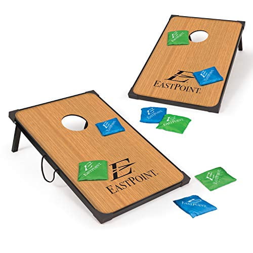EastPoint Sports Ensemble de Jeu Cornhole Pouf Lancer en MDF - 2 Pieds L x 3 Pieds L - Rangement Intégré, Poignées de Transport Pratiques et 8 Premium