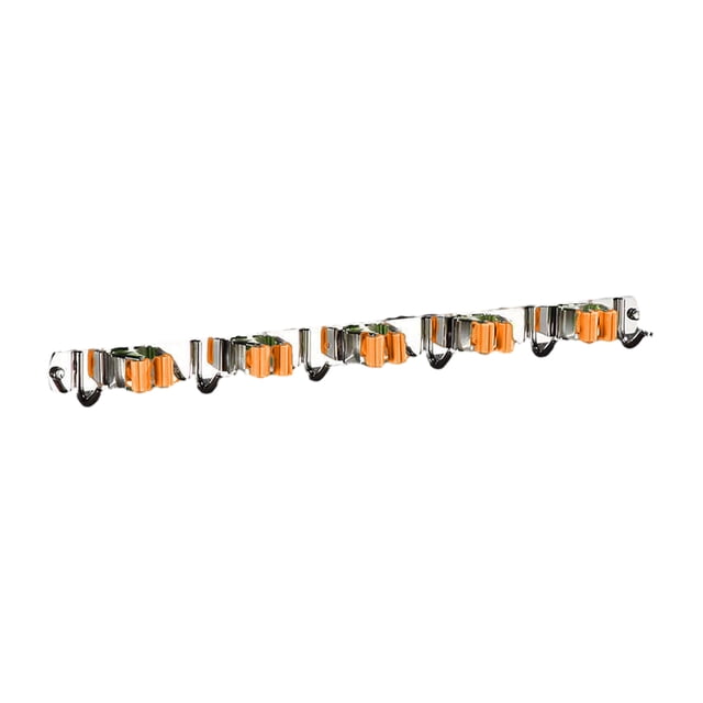 ZheElen Support Pratique pour Écouvillon en Acier Inoxydable - Fabrication Résistante à la Corrosion, Rapide, Robuste, Support Multifonction pour Écouvillon, Support pour Balai, orange, 5 Pinces et 6 Crochets, 1 Ensemble