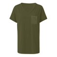 thumbnail image 3 of Pompotops T-Shirt Décontracté à Manches Courtes Col en V avec Poches pour Femmes, 3 of 4