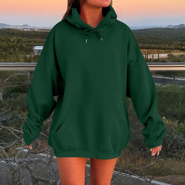 IMENGL Oversized Winter cotton hooded pullover sweatshirt, Green 4XL, Size M-5XL