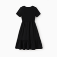 thumbnail image 2 of PatPat Girl's Cotton Solid White Short-sleeve Ruffle Hem Casual Dress, 2 of 7