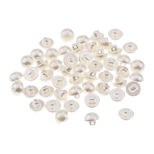 simhoa 50 Pieces Artificial Pearl with Shank 2 Holes Button DIY Crafts Decoration 10mm