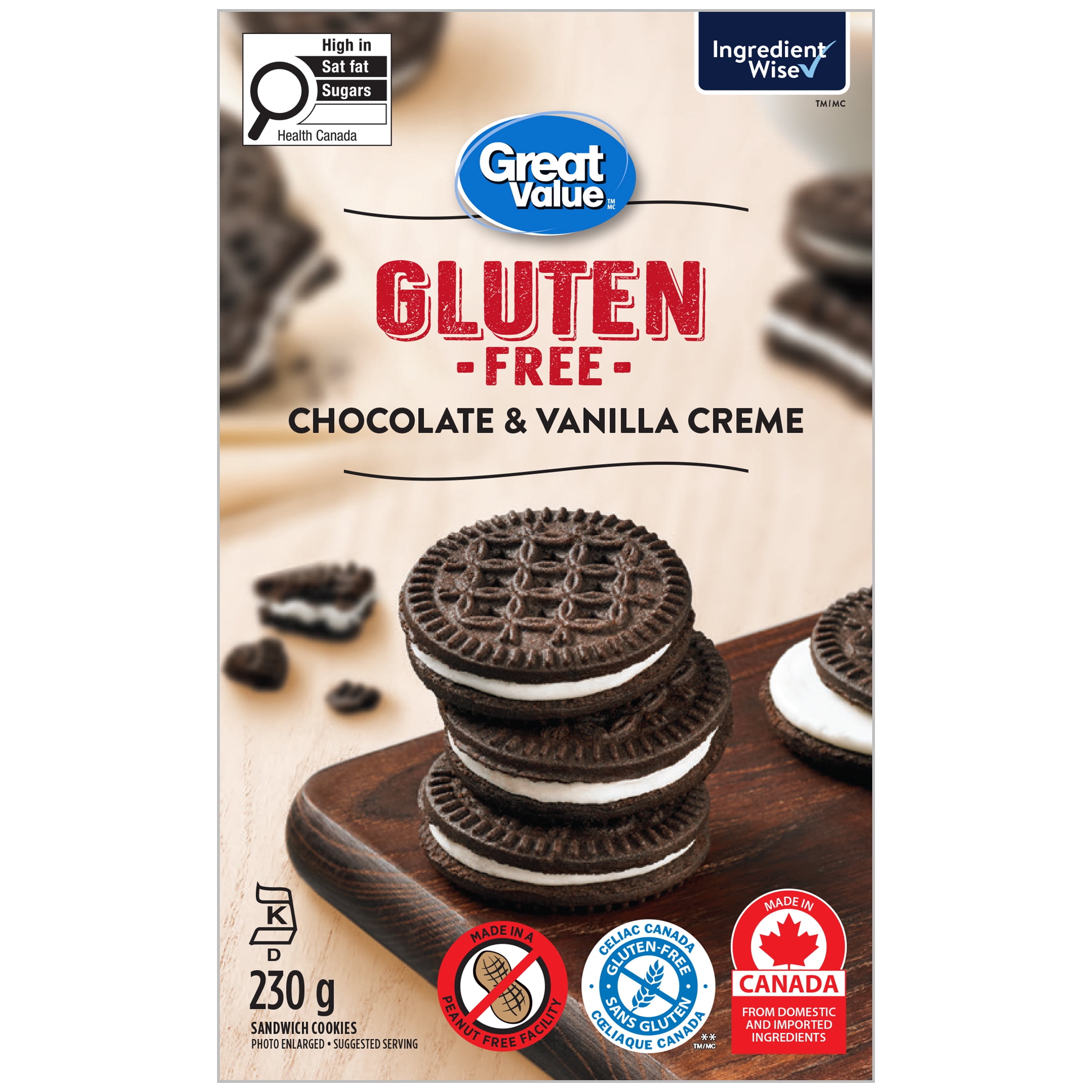 Great Value Gluten Free Chocolate & Vanilla Creme Sandwich Cookies