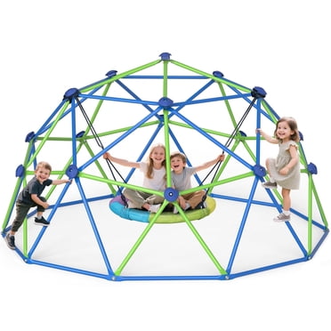10FT Climbing Dome with Swing Set, Kids Dome Climber Jungle Gym Outdoor Play Toddler Play Set for Ages 3-10 Kids Gift ,  Supports up to 880lbs