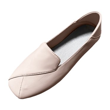 B91xZ Mocassins Épais pour Femmes, Ballerines Classiques à Bout Rond Fermé, Chaussures de Danse Décontractées Confortables, Blanc 9