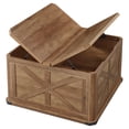 thumbnail image 1 of VASAGLE Table Basse de Style Champêtre avec Rangement, Table Basse Carrée pour Salon, Table Centrale avec Couvercles Rabattables, 1 of 6