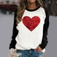 thumbnail image 2 of RKSTN Chandail de la Saint-Valentin pour Femmes, Chandail à la Mode avec Lettres et Cœurs Imprimés, Manches Longues, Col Rond, Hauts à Empiècements, 2 of 4