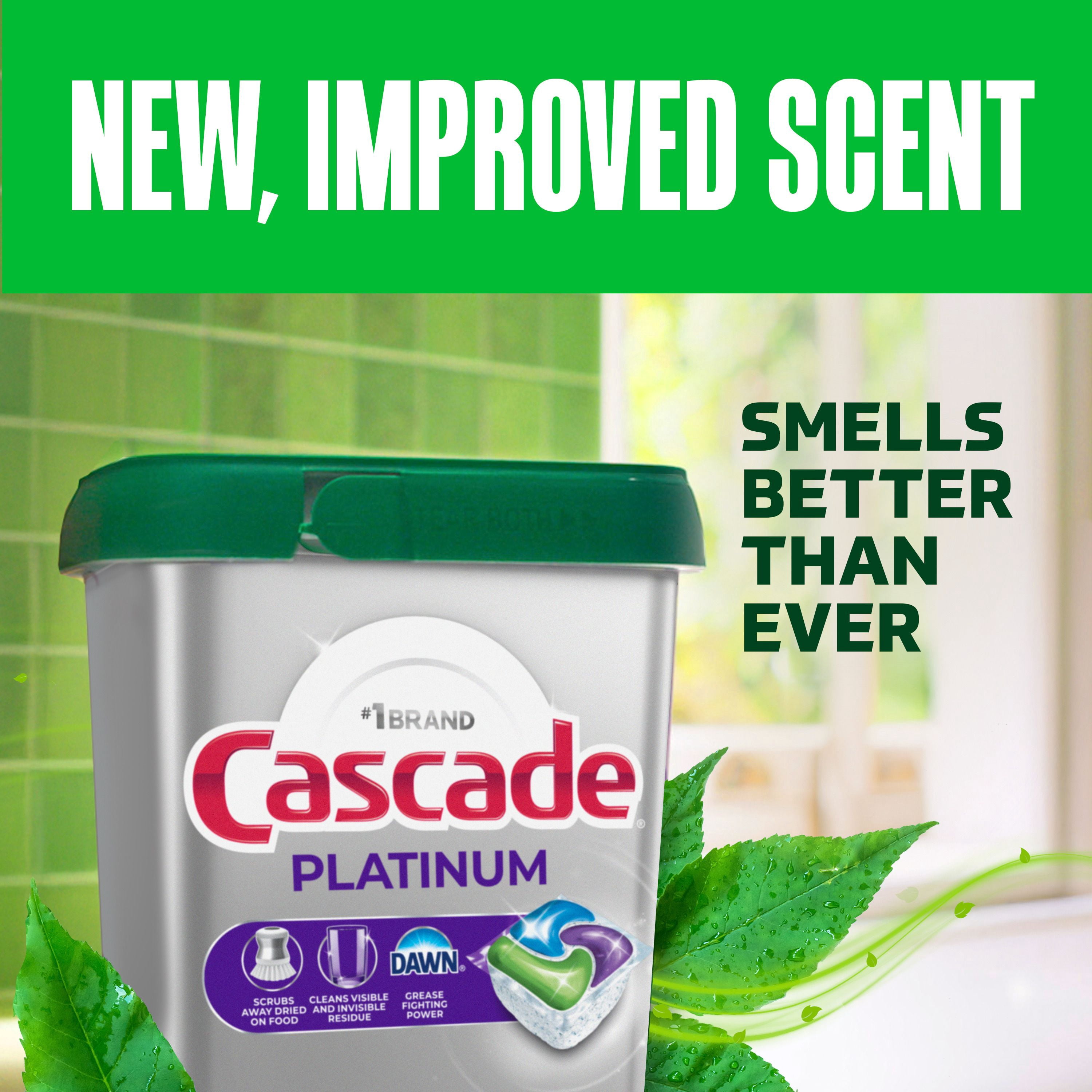 Cascade Platinum Pastilles pour Lave-Vaisselle, Détergent pour Lave-Vaisselle, Savon Détergent pour Vaisselle, Frais 13CT
